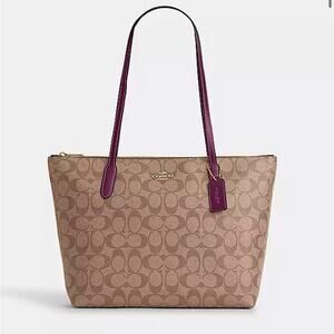 NWT - COACH - Zip Top Tote In Signature Canvas